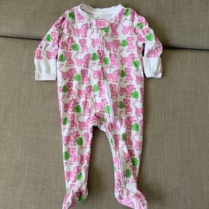 Roller Rabbit Leo The Lion Zipper Footie Pink